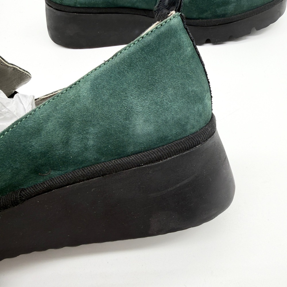 FLY LONDON Pece Wedge Slip On Shoes Women 38 Green Suede Platform Comfort Loafer - Picture 7 of 14
